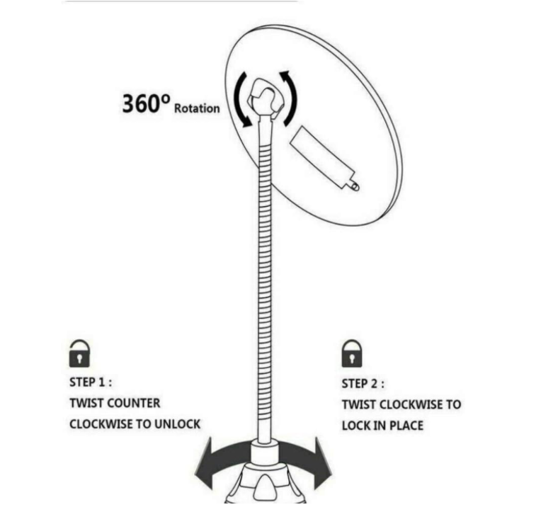 360° flexibler, beleuchteter Makeup-Spiegel mit 10facher Vergrößerung