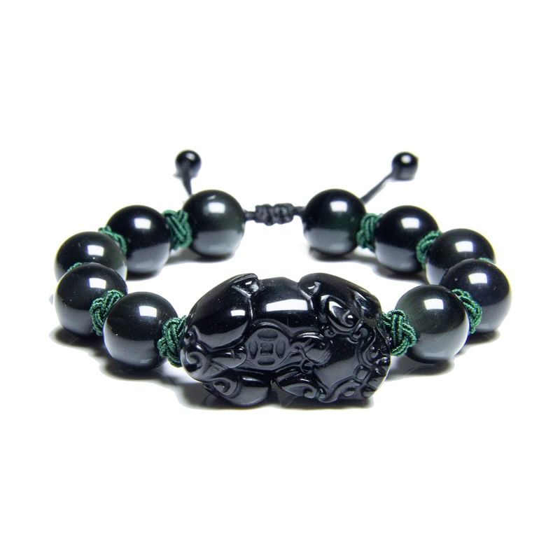 🔮Brățară Feng Shui Obsidian Wealth Femei Bărbați Cadou - Pixiu aduce noroc și prosperitate