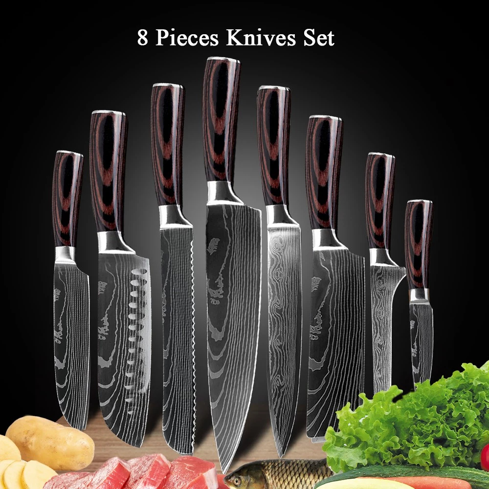 Set di coltelli da 8 pezzi Coltello da cucina Coltello in acciaio inossidabile