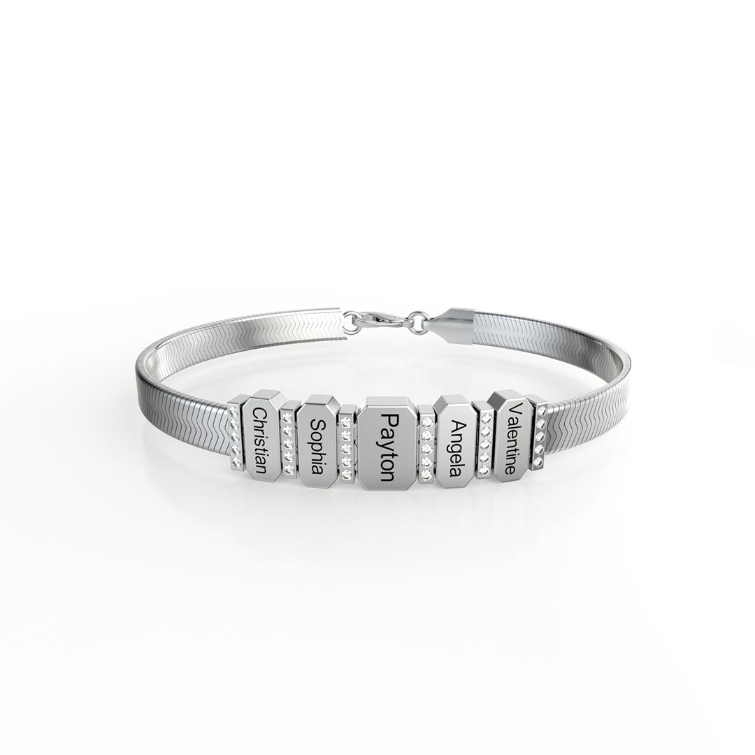 🤩Lanțuri în formă de șarpe pentru bărbați, cu margele personalizate de familie de diamante