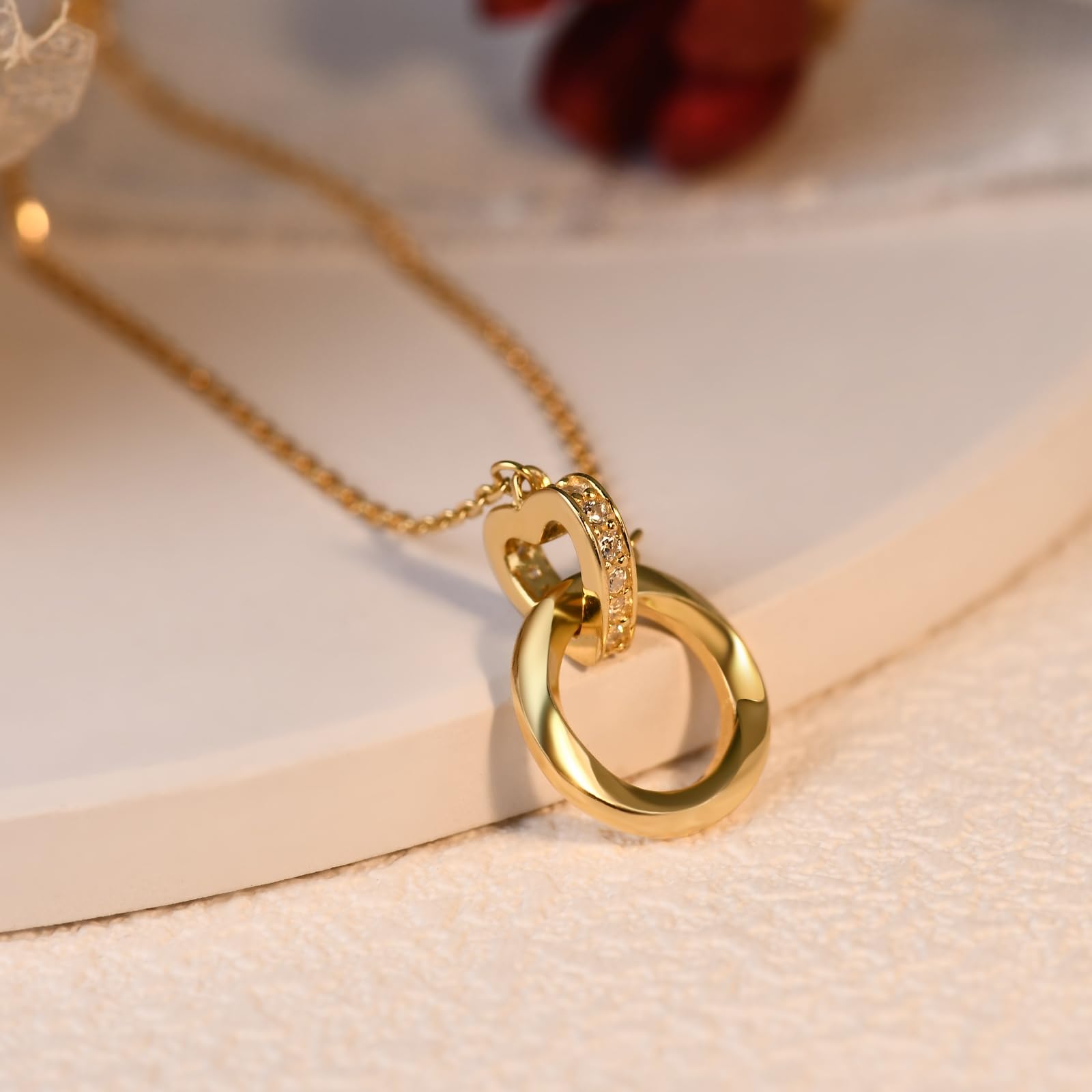 🔮Colier cu inel dublu Swarovski Möbius❤Vânzare limitată în întreaga lume fără garanție💎