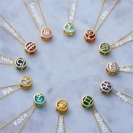 🌟🌈 Exkluzívny náhrdelník so znamením zverokruhu z 18k zlata s exkluzívnym kameňom ✨🎁 (unisex)