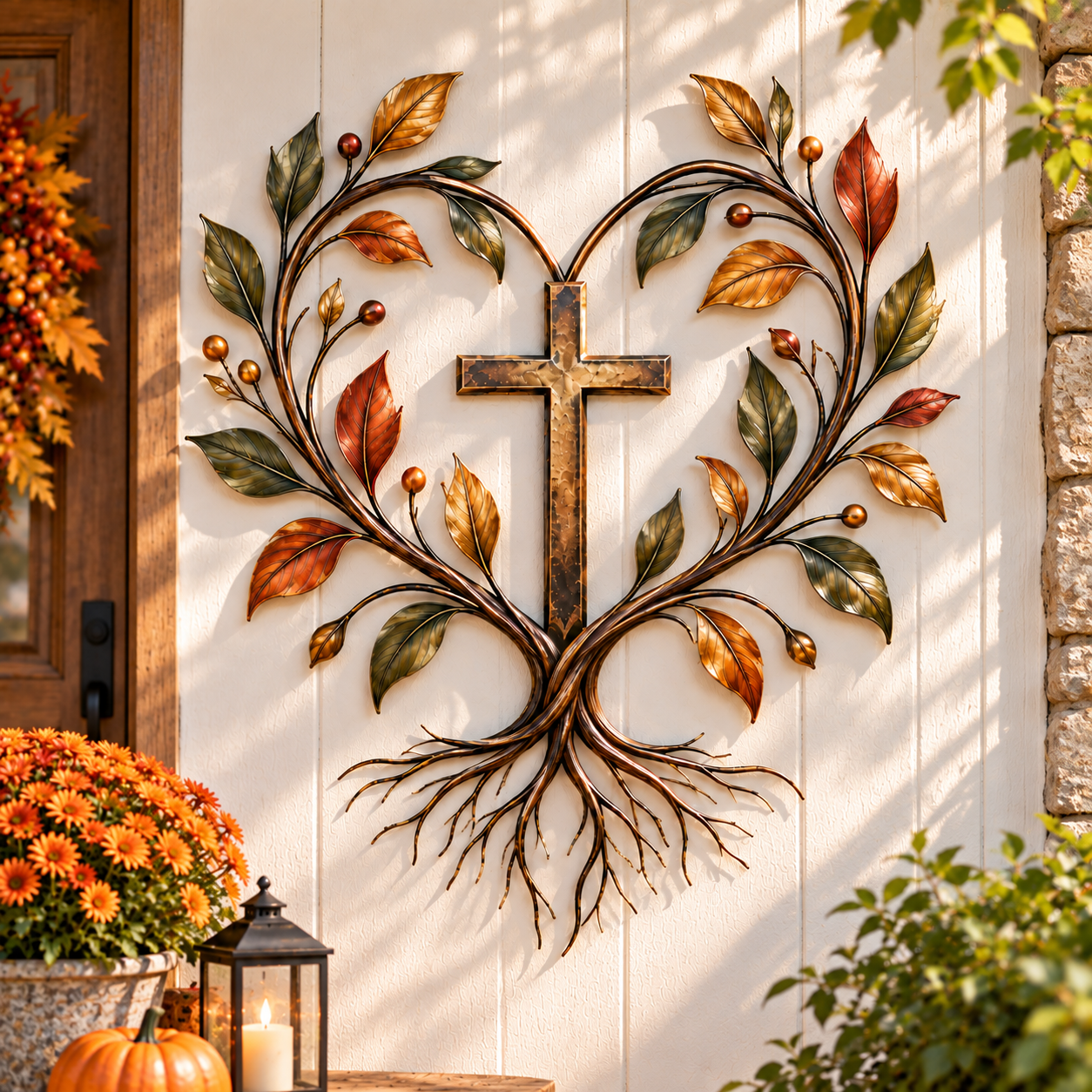 Cross Tree of Life Fall Metal Wall Decor