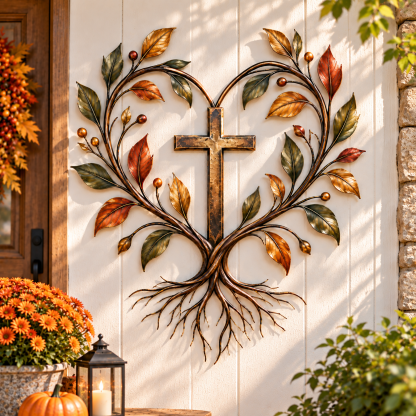 Cross Tree of Life Fall Metal Wall Decor
