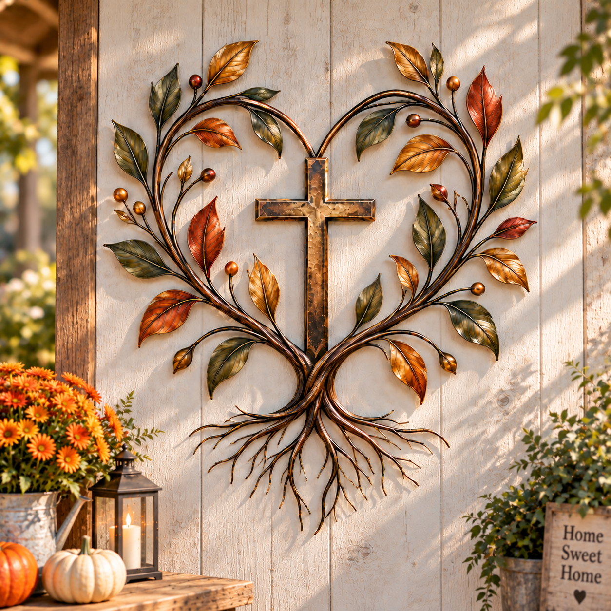 Cross Tree of Life Fall Metal Wall Decor