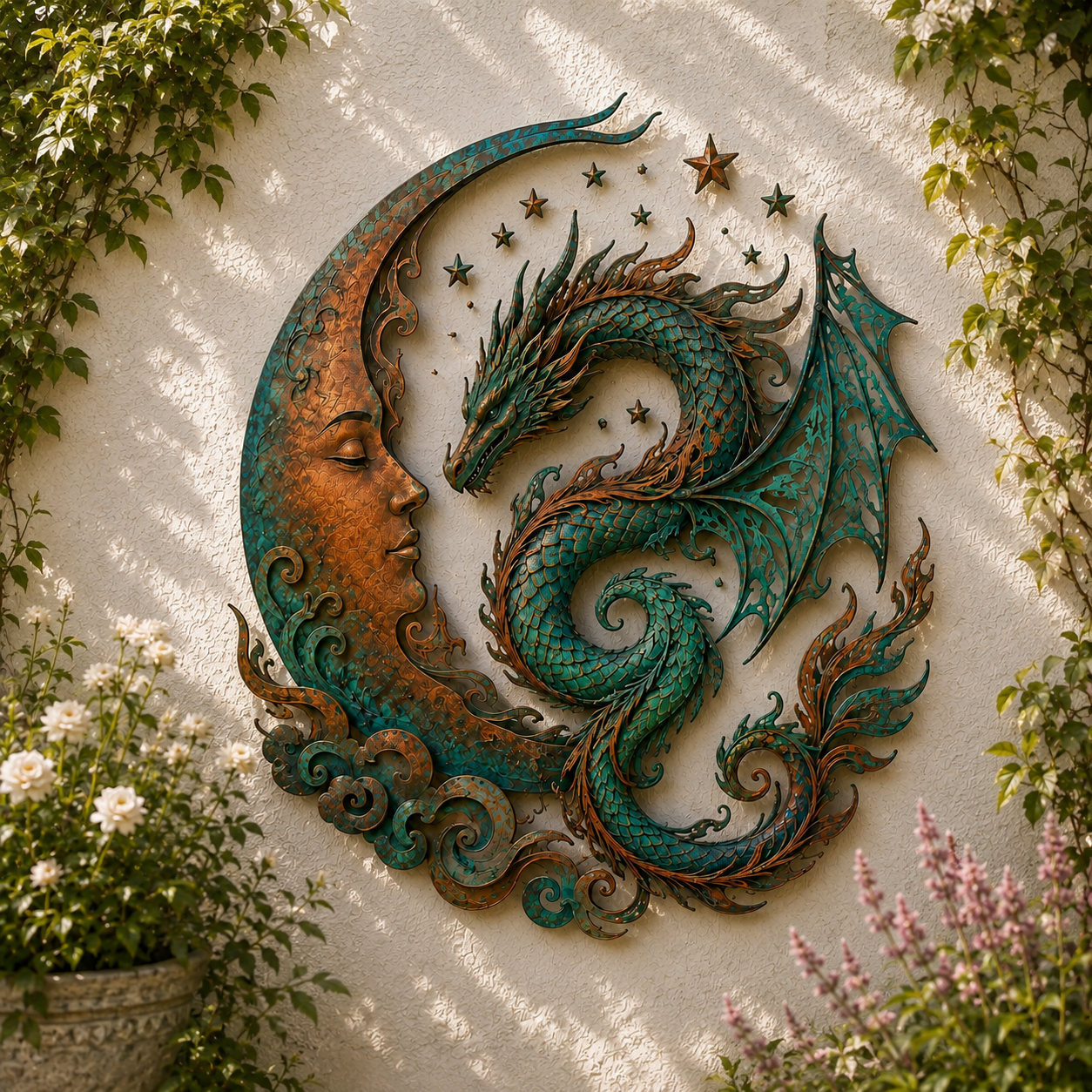 Crescent Moon Dragon Wall Decor