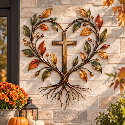 Cross Tree of Life Fall Metal Wall Decor