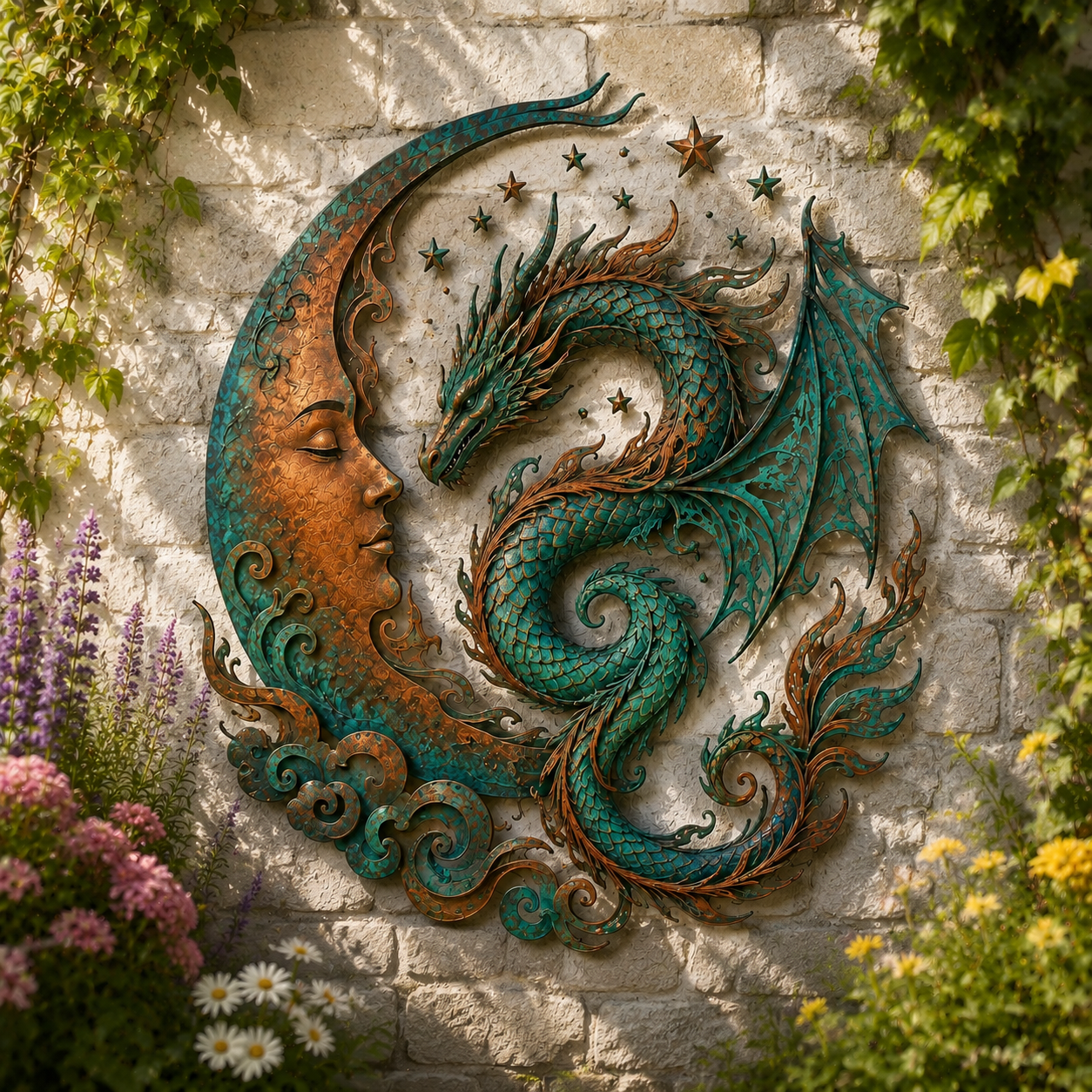 Crescent Moon Dragon Wall Decor
