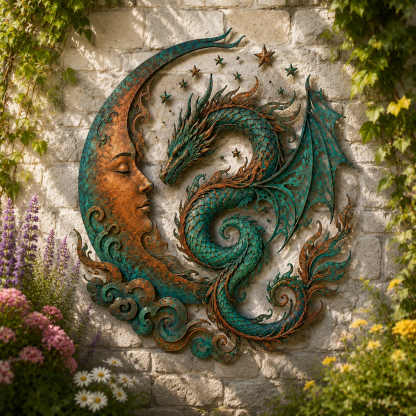 Crescent Moon Dragon Wall Decor
