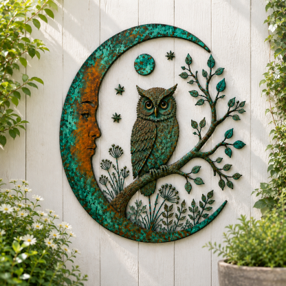 Crescent Moon Owl Wall Decor
