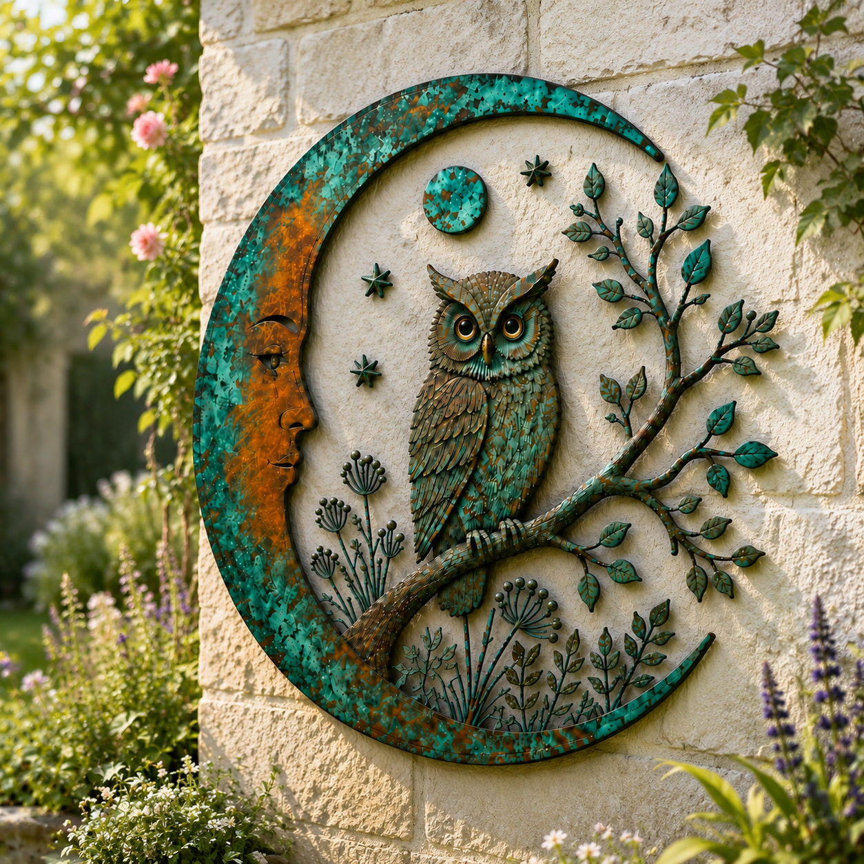 Crescent Moon Owl Wall Decor