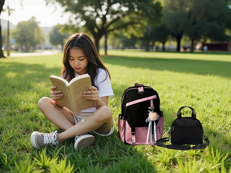 girls backpack with lunch box