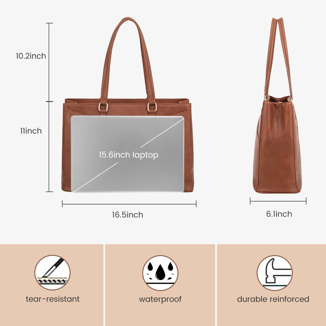 Laptop Tote Bag Waterproof Leather Computer Bags Business