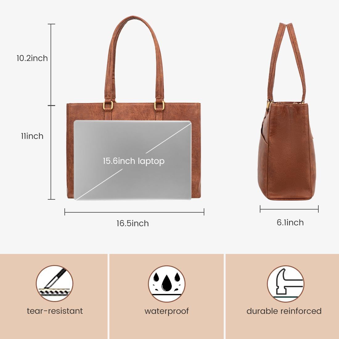 Laptop Tote Bag Waterproof Leather Computer Bags Business