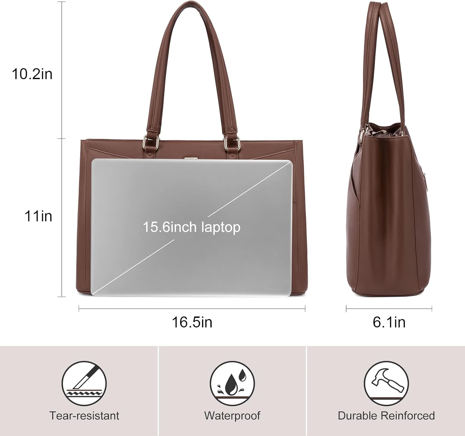 Laptop Tote Bag Waterproof Leather Computer Bags Business