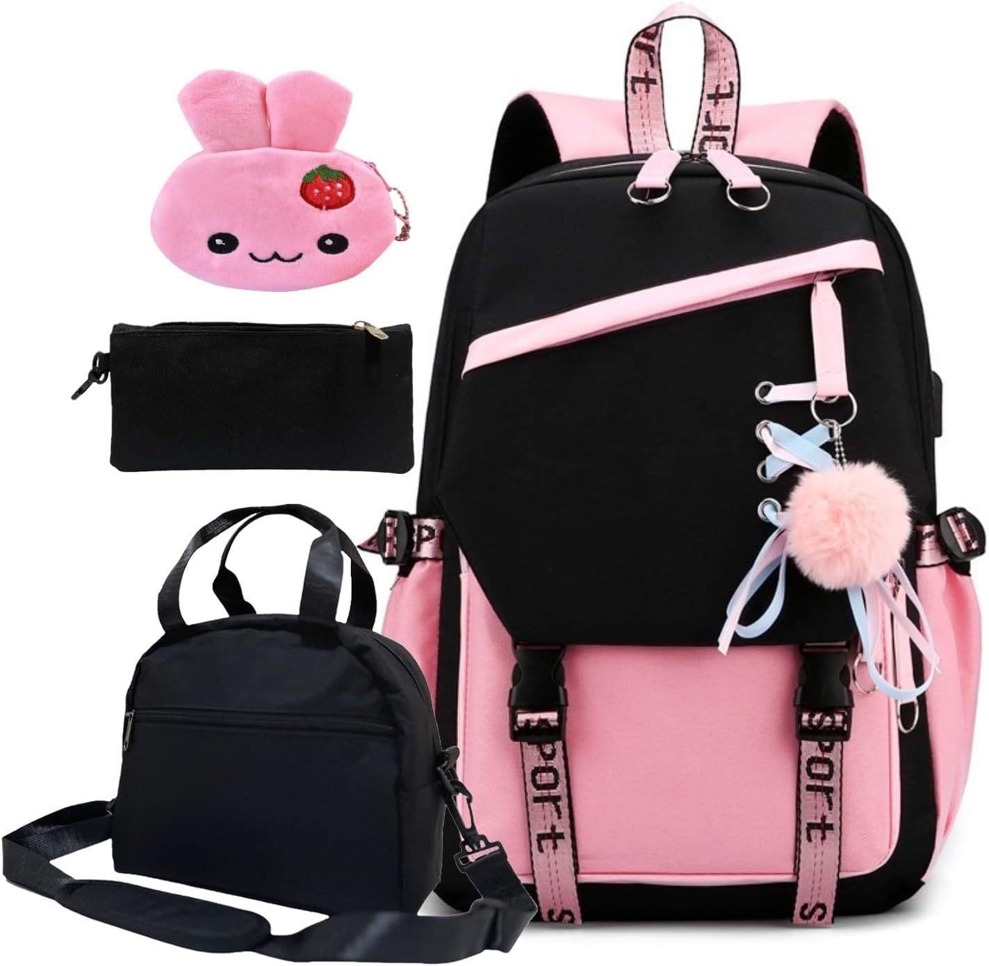 Girls Backpack with Case Girls Pink Backpacks