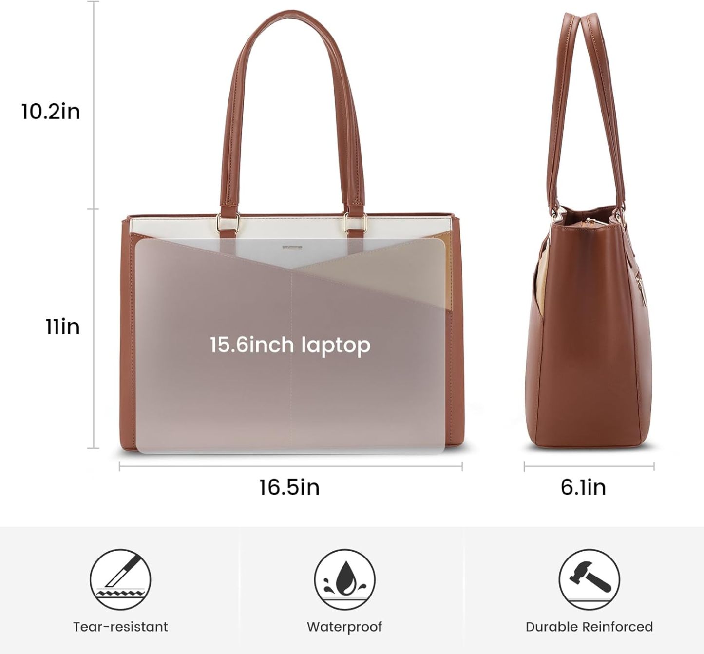 Laptop Tote Bag Waterproof Leather Computer Bags Business