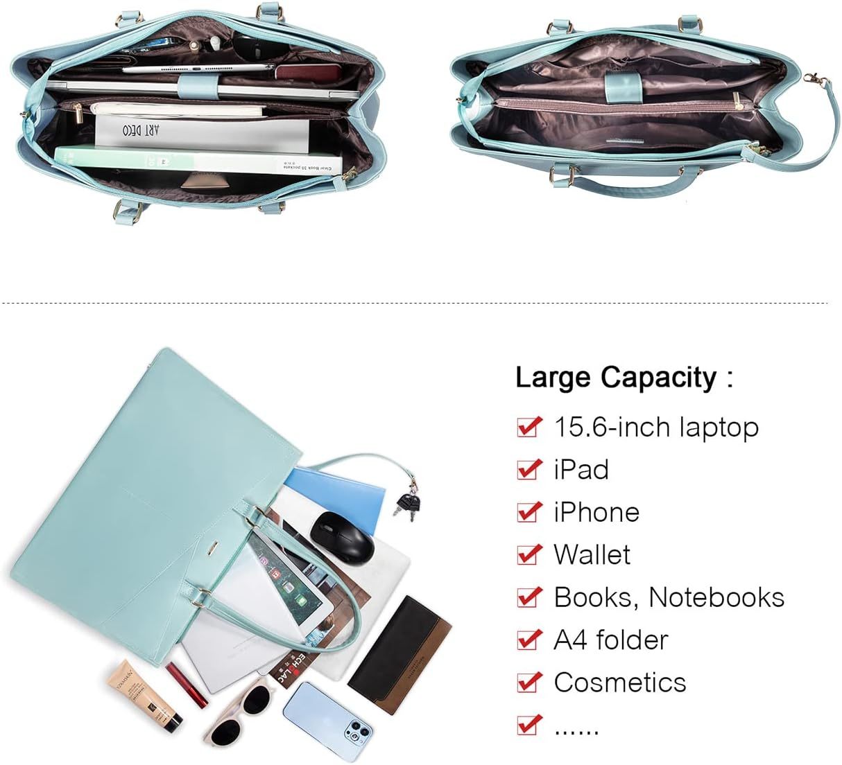 Laptop Tote Bag Waterproof Leather Computer Bags Business