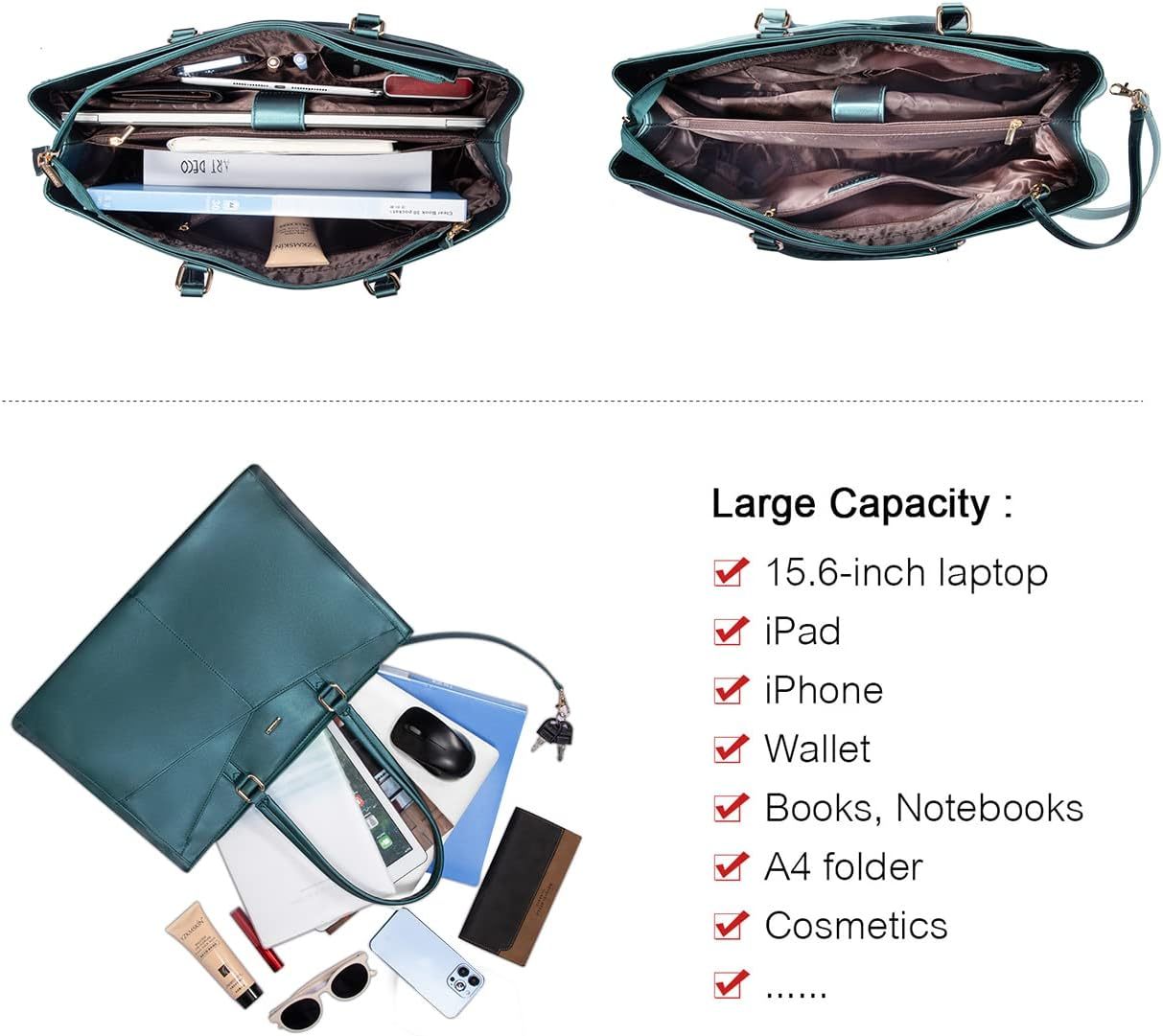 Laptop Tote Bag Waterproof Leather Computer Bags Business