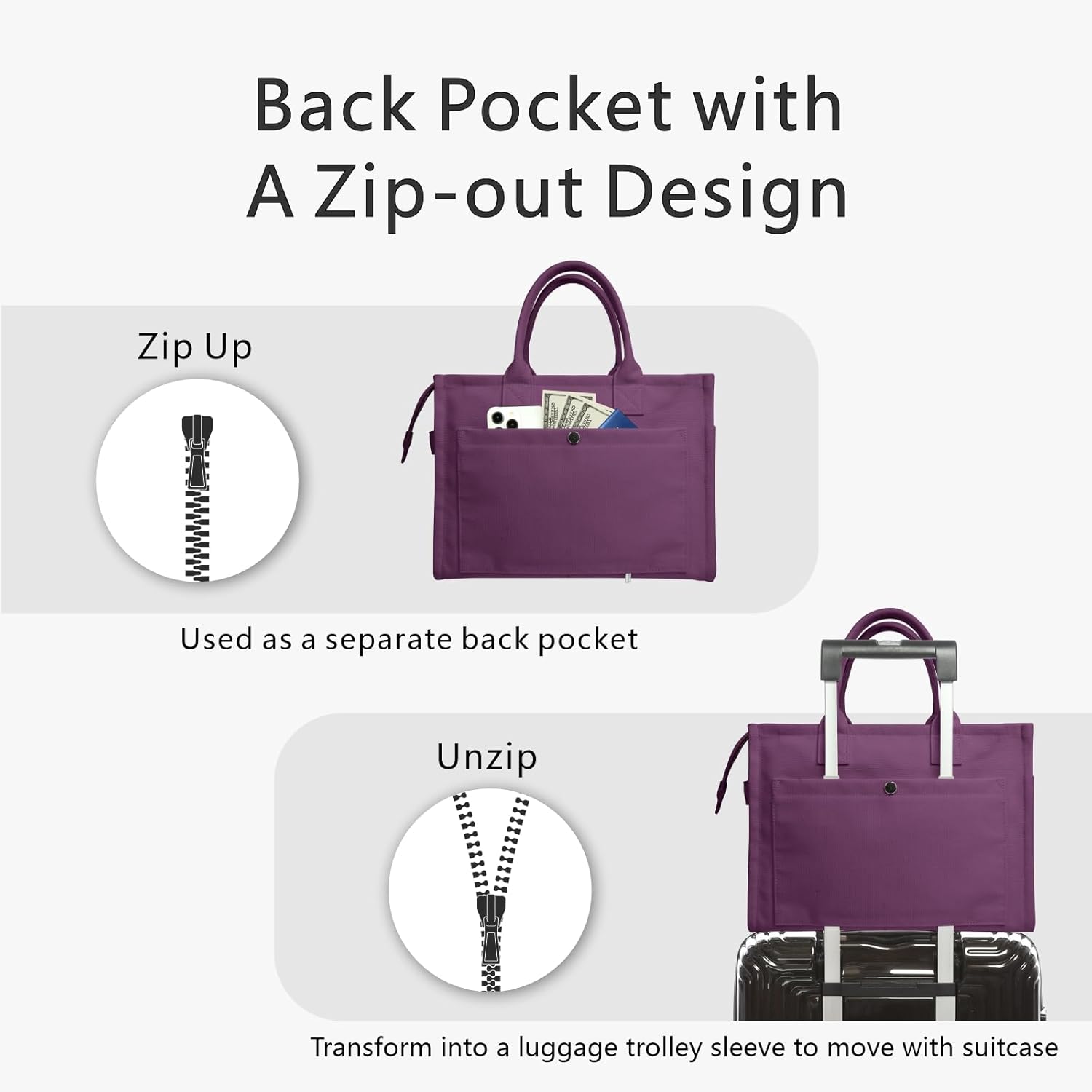 Heavy Duty Canvas Tote Bag for Women Handbag with Pockets