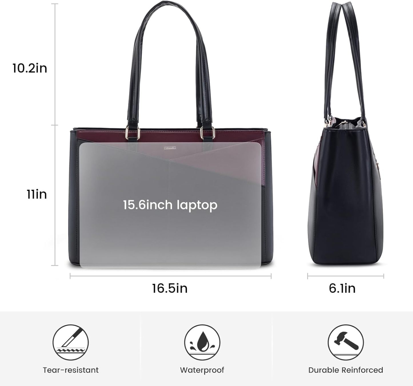 Laptop Tote Bag Waterproof Leather Computer Bags Business