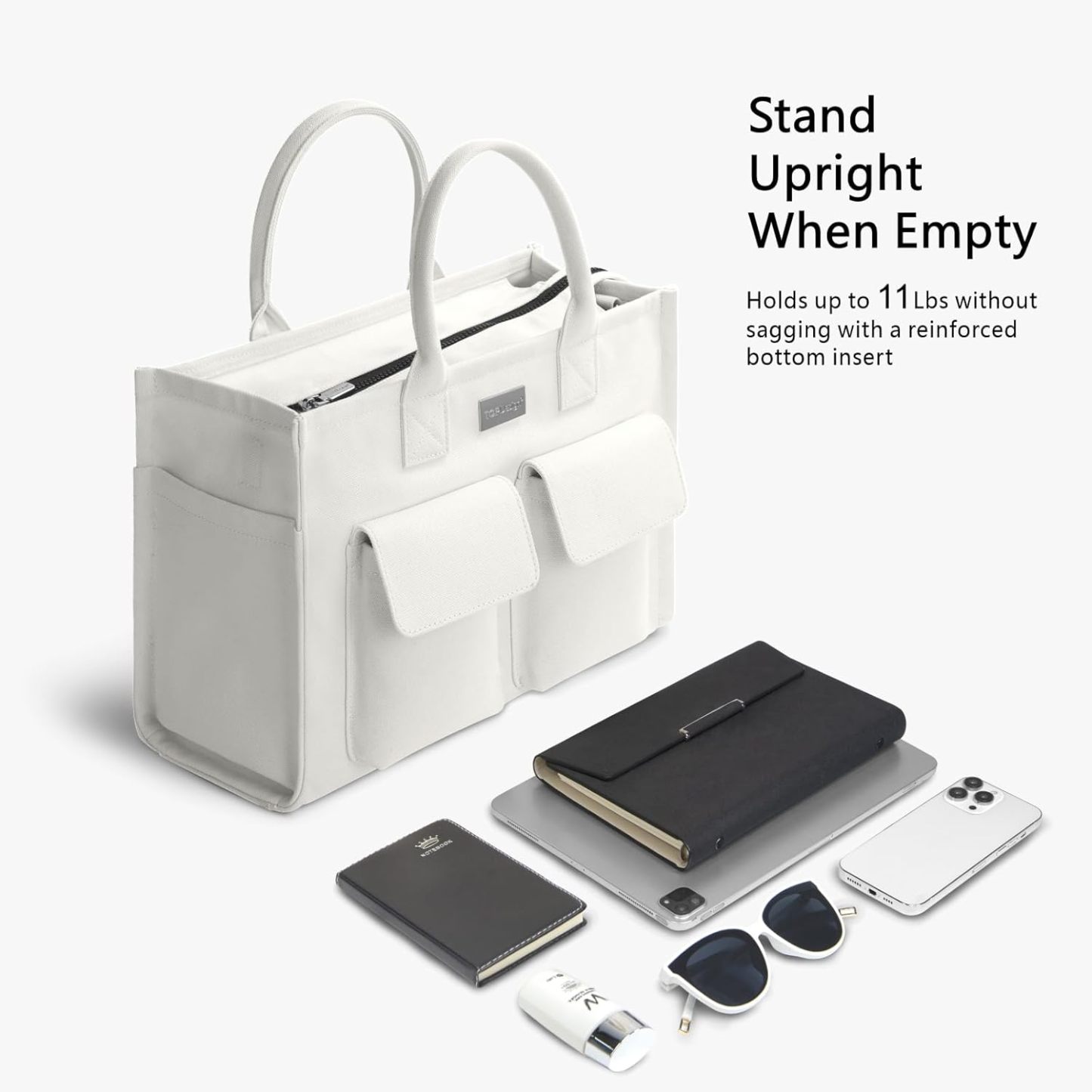 Heavy Duty Canvas Tote Bag for Women Handbag with Pockets