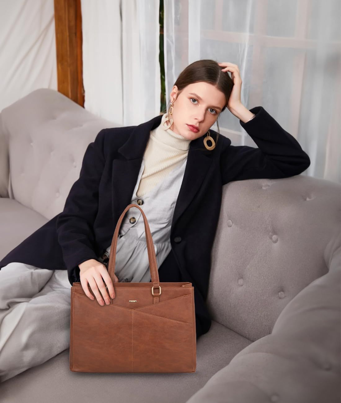 Laptop Tote Bag Waterproof Leather Computer Bags Business