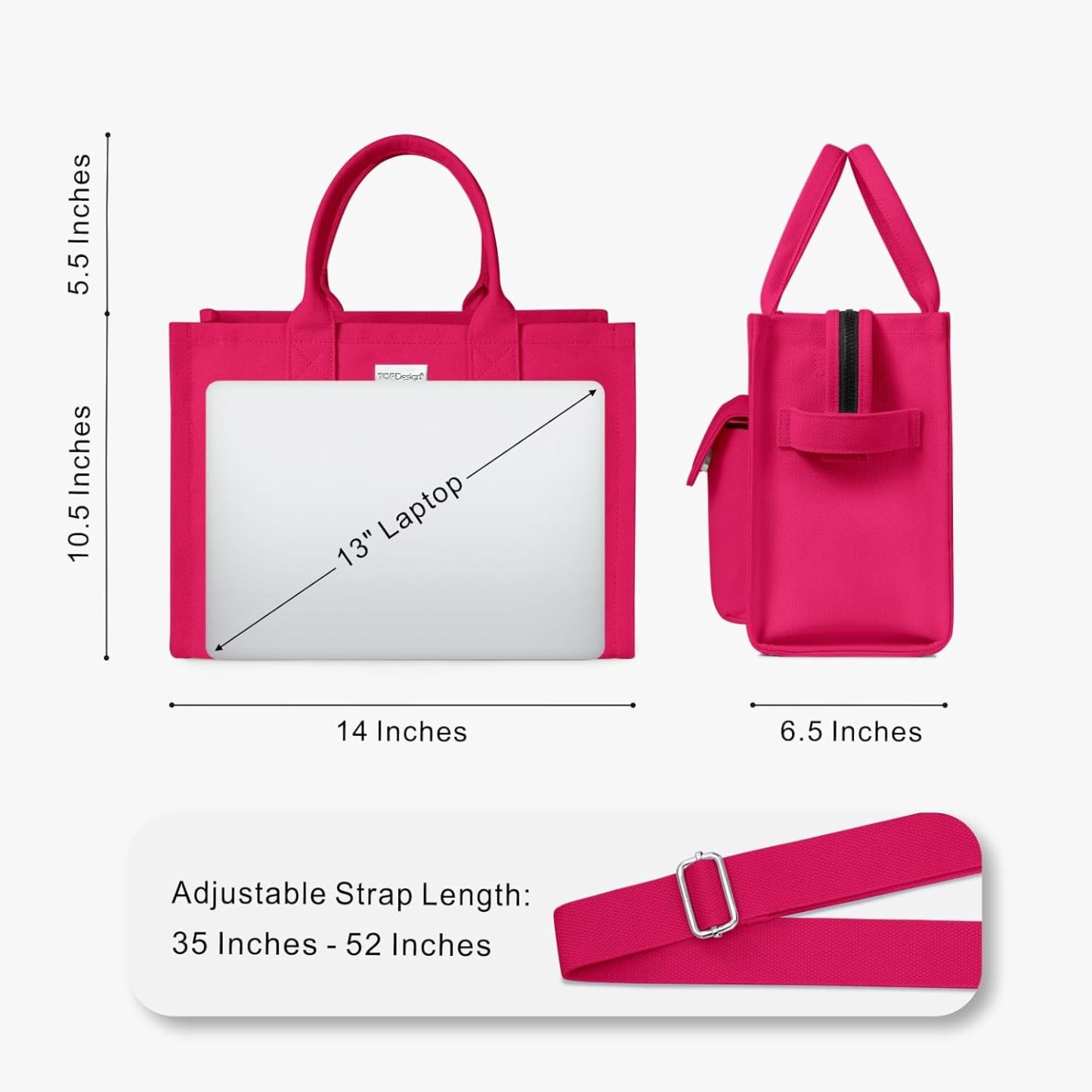 Heavy Duty Canvas Tote Bag for Women Handbag with Pockets
