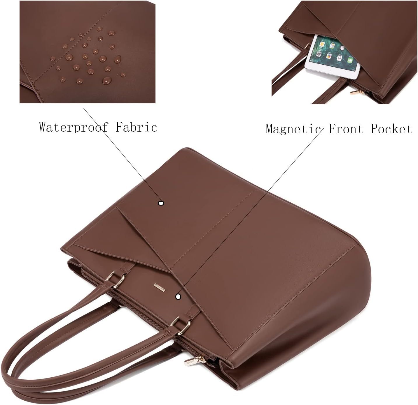 Laptop Tote Bag Waterproof Leather Computer Bags Business