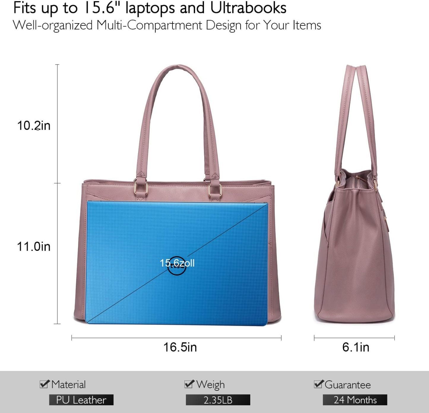 Laptop Tote Bag Waterproof Leather Computer Bags Business