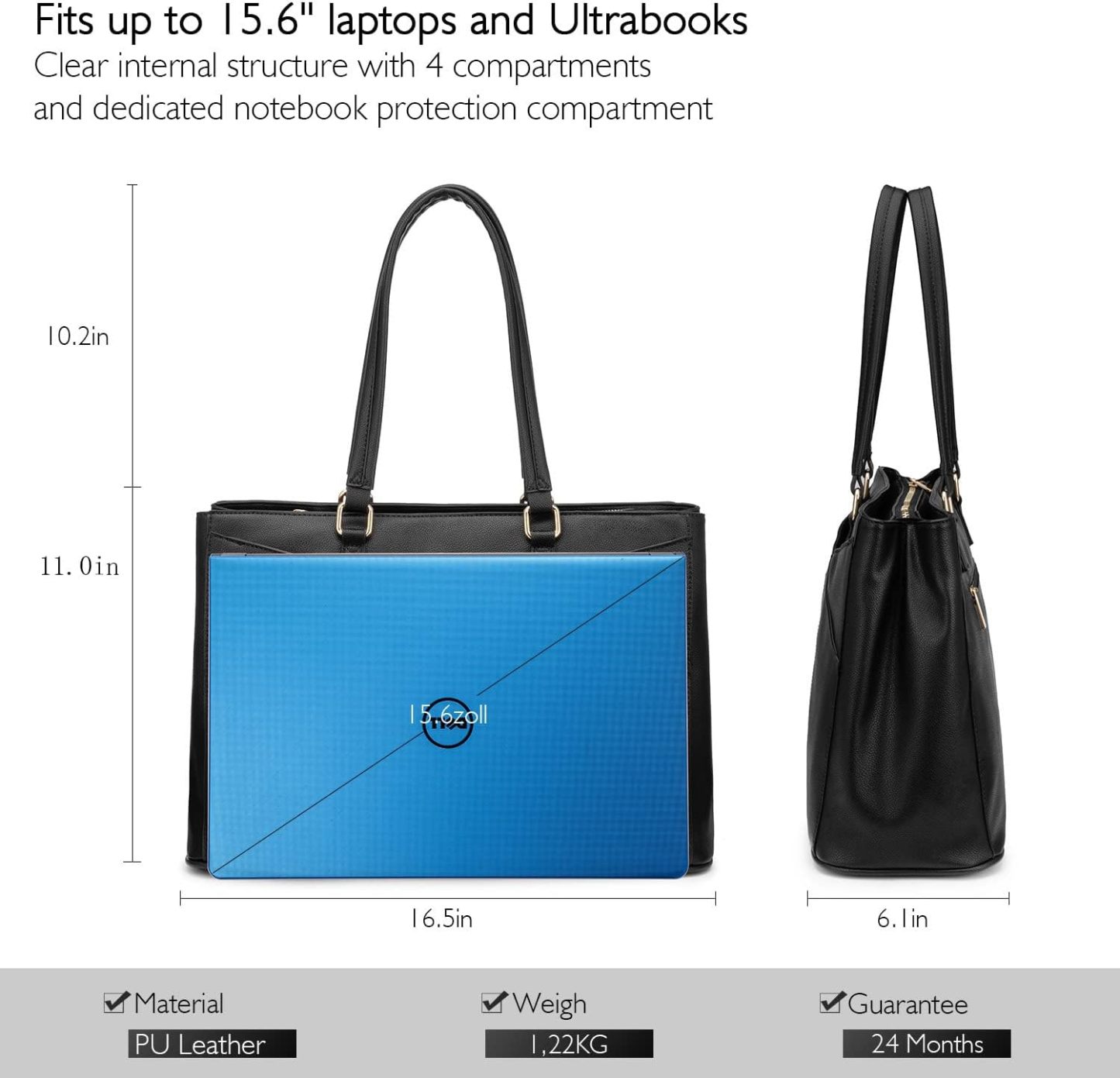 Laptop Tote Bag Waterproof Leather Computer Bags Business
