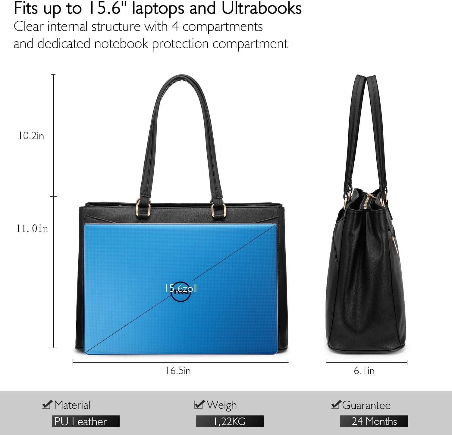 Laptop Tote Bag Waterproof Leather Computer Bags Business