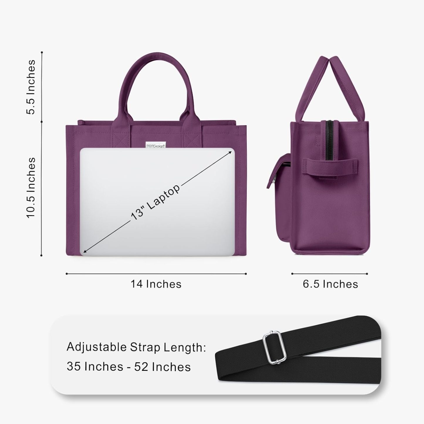 Heavy Duty Canvas Tote Bag for Women Handbag with Pockets