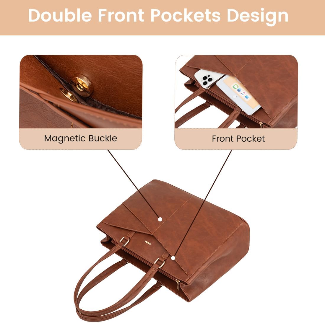 Laptop Tote Bag Waterproof Leather Computer Bags Business