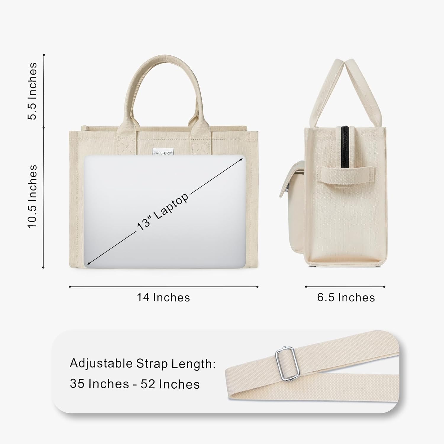 Heavy Duty Canvas Tote Bag for Women Handbag with Pockets