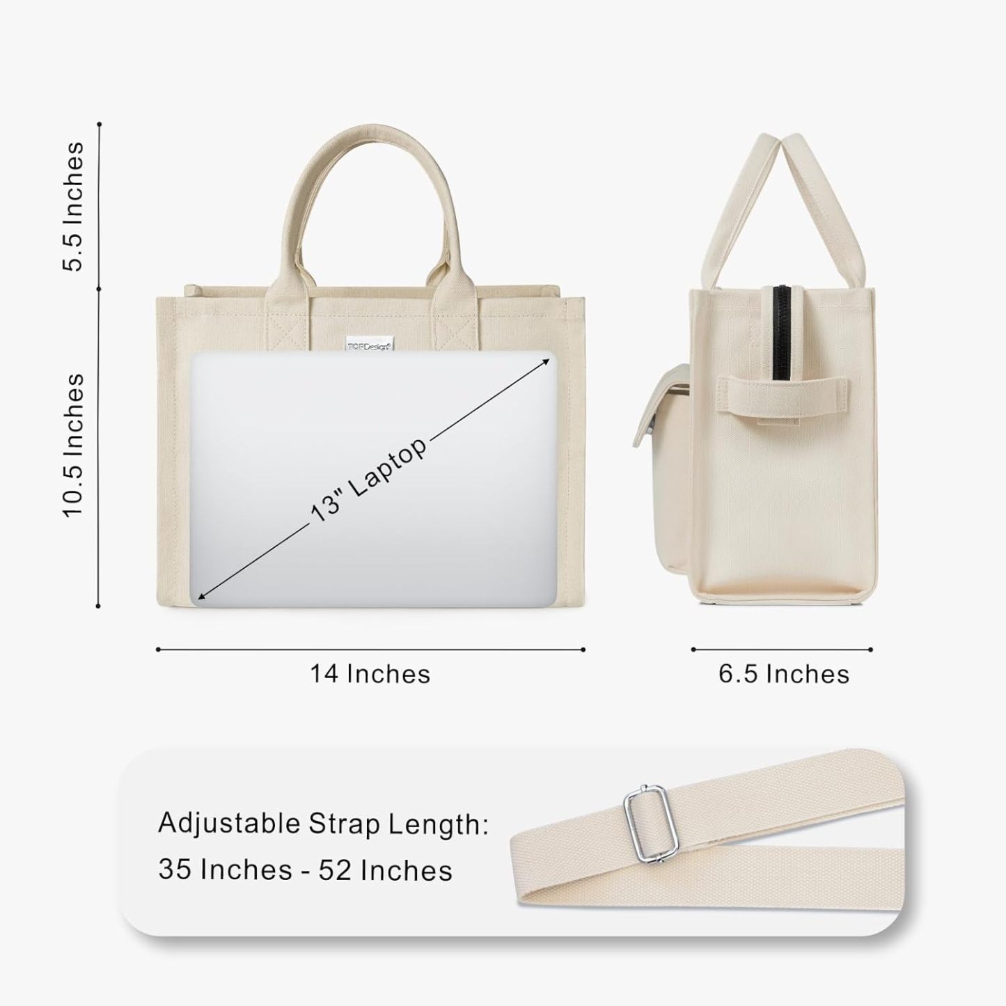 Heavy Duty Canvas Tote Bag for Women Handbag with Pockets