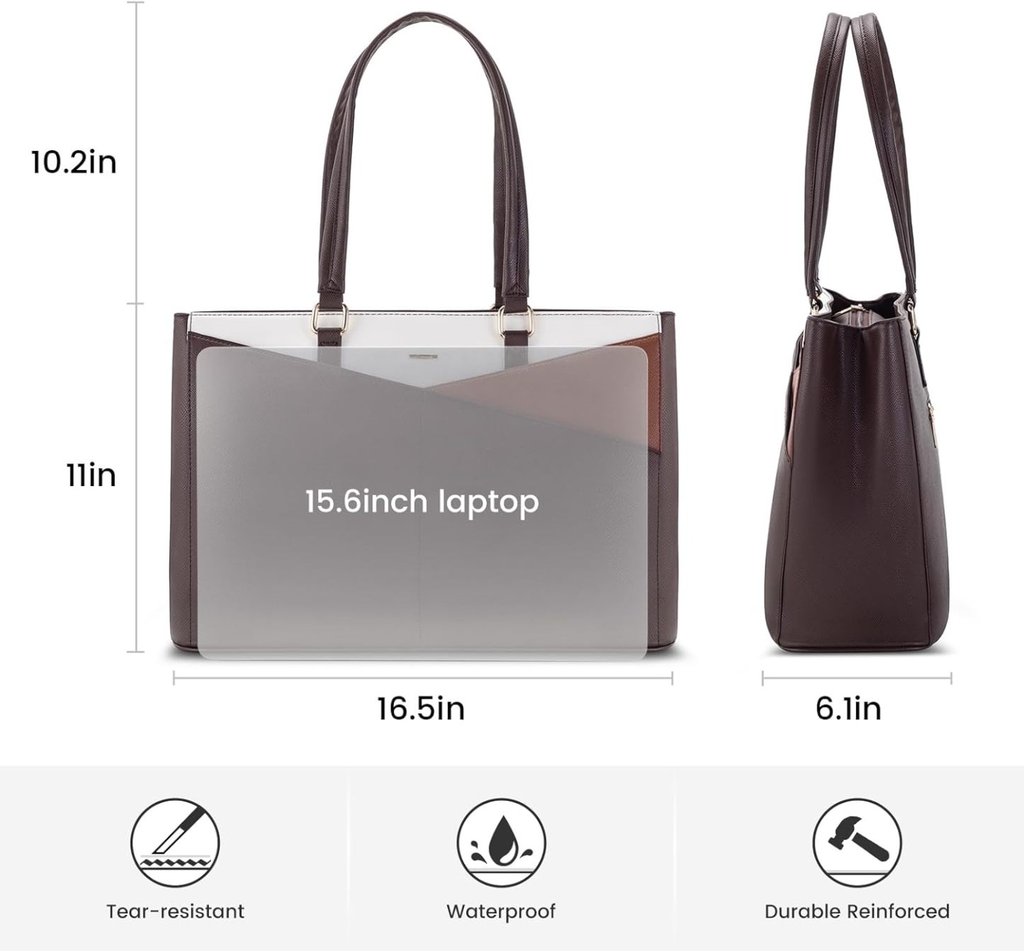 Laptop Tote Bag Waterproof Leather Computer Bags Business