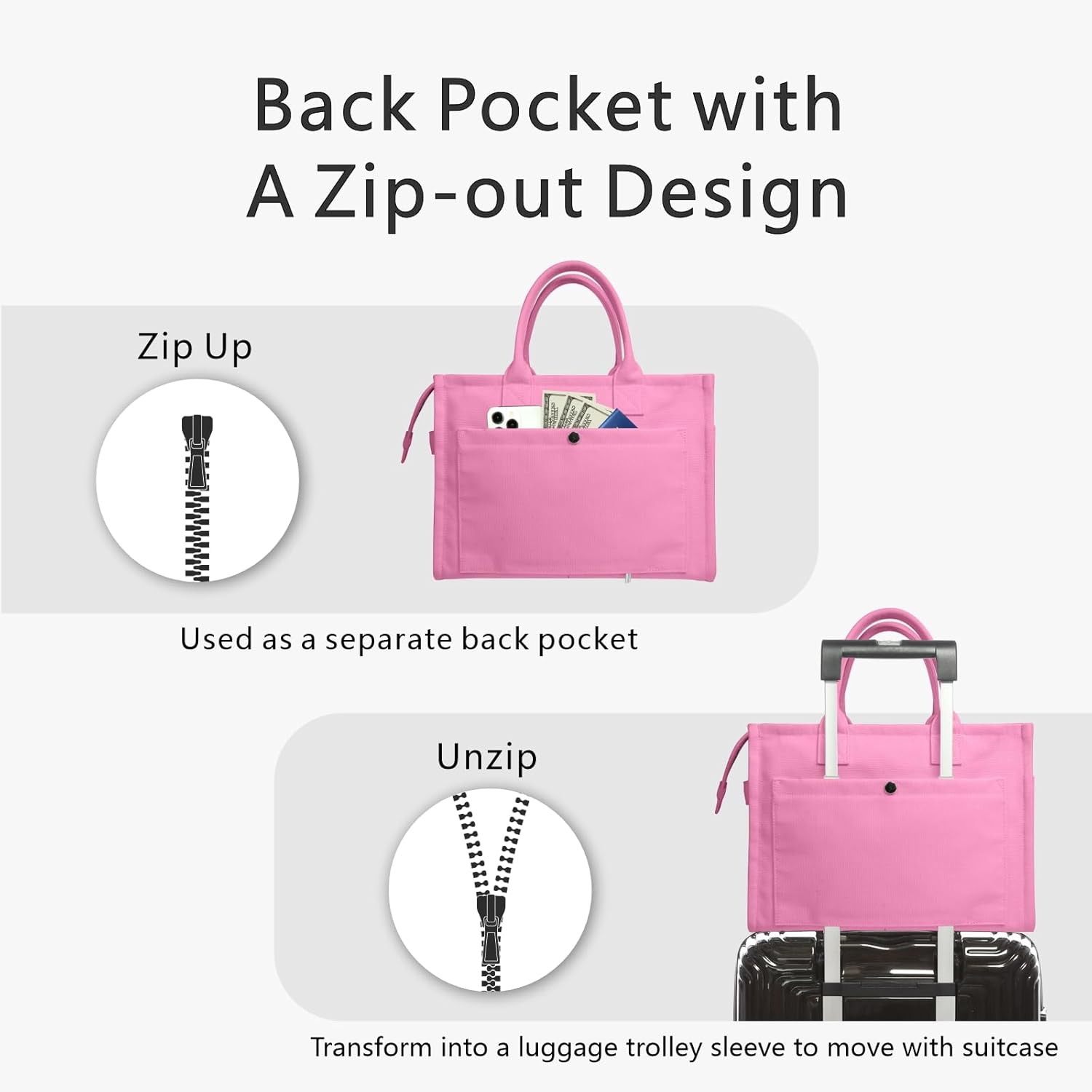 Heavy Duty Canvas Tote Bag for Women Handbag with Pockets