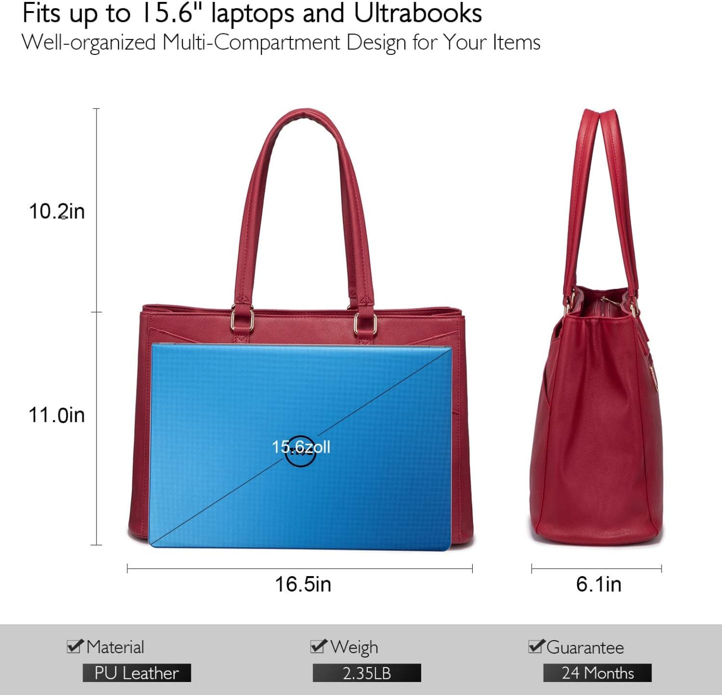 Laptop Tote Bag Waterproof Leather Computer Bags Business