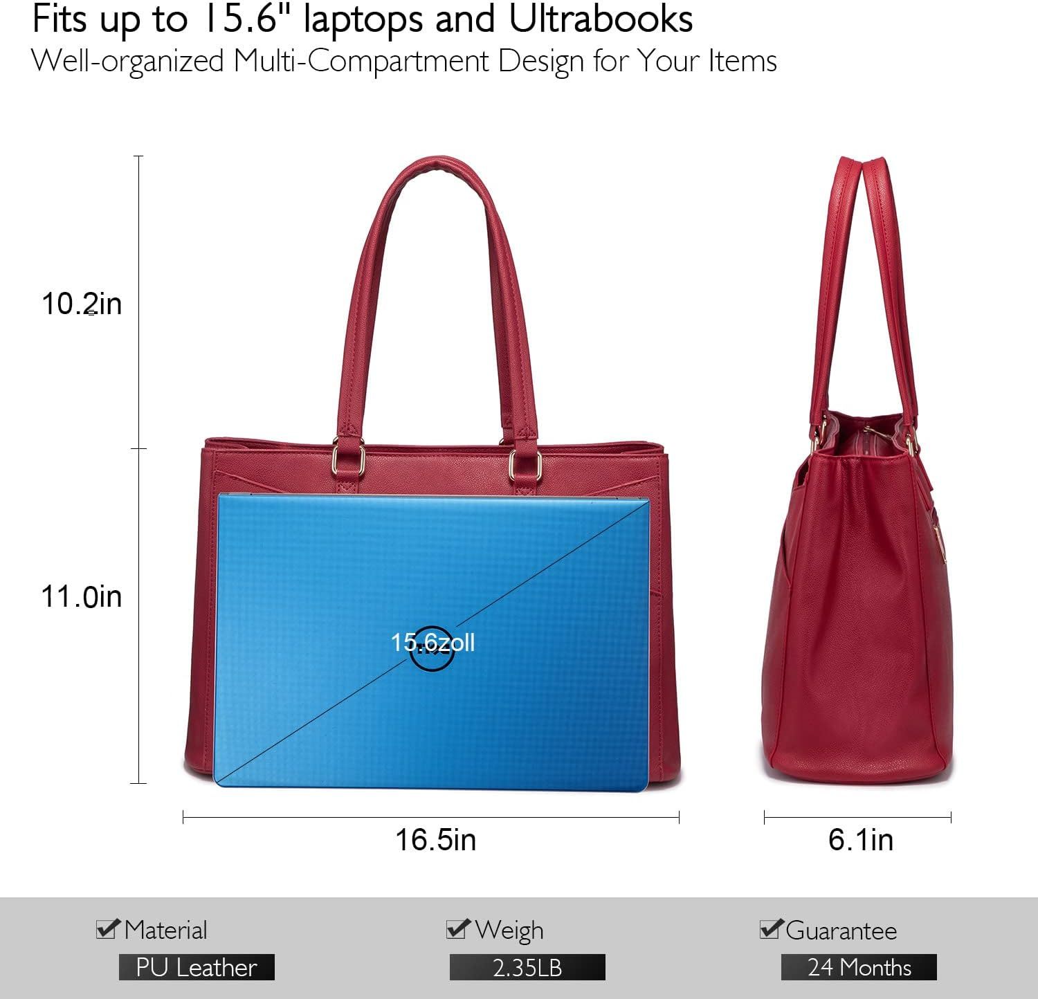 Laptop Tote Bag Waterproof Leather Computer Bags Business