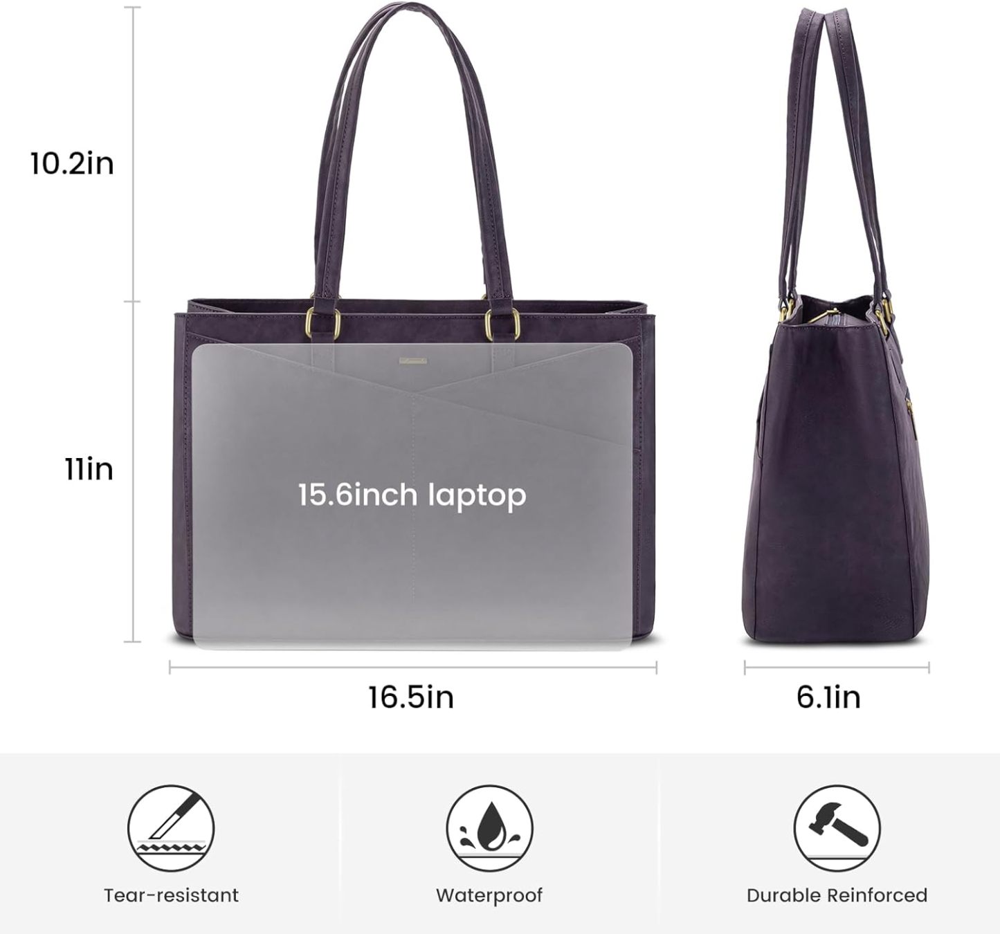 Laptop Tote Bag Waterproof Leather Computer Bags Business