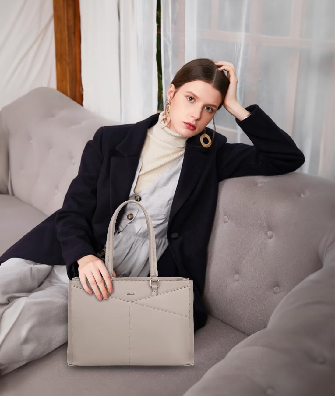 Laptop Tote Bag Waterproof Leather Computer Bags Business