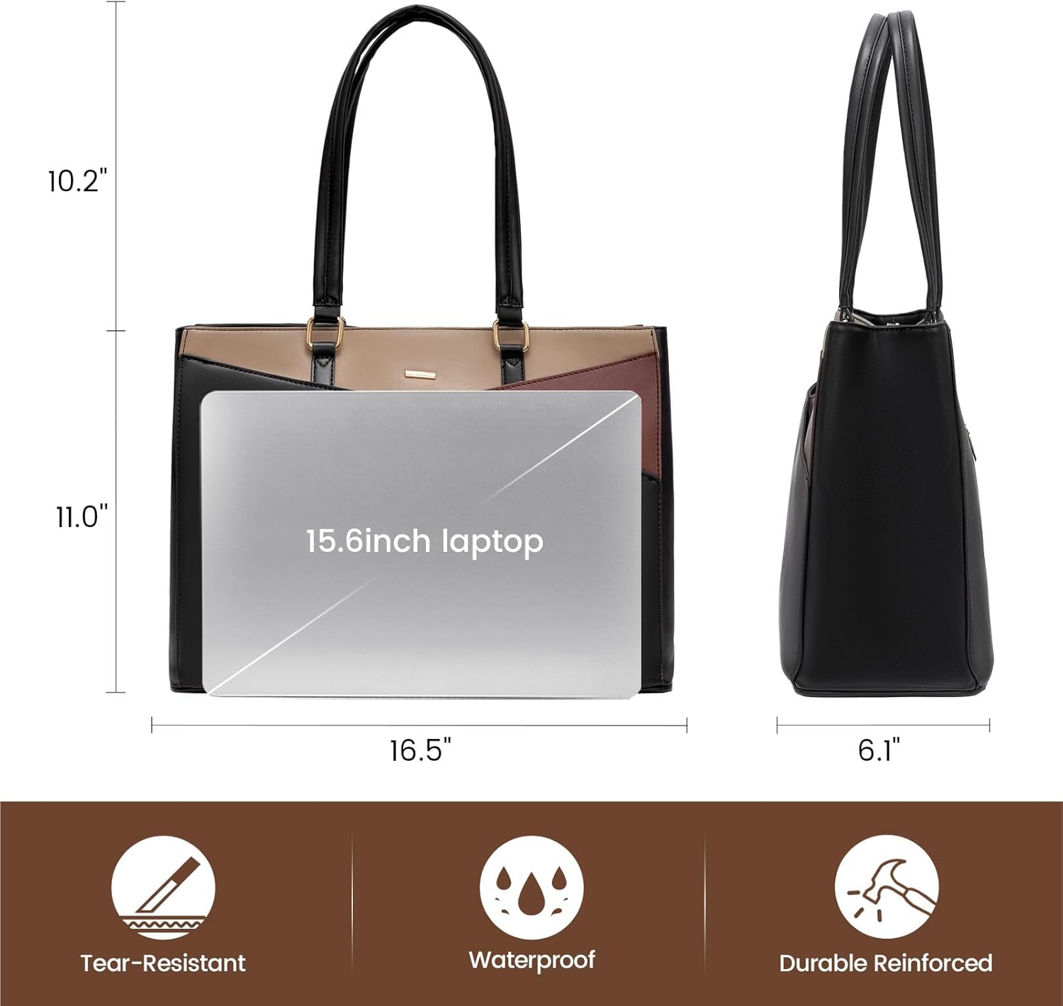 Laptop Tote Bag Waterproof Leather Computer Bags Business