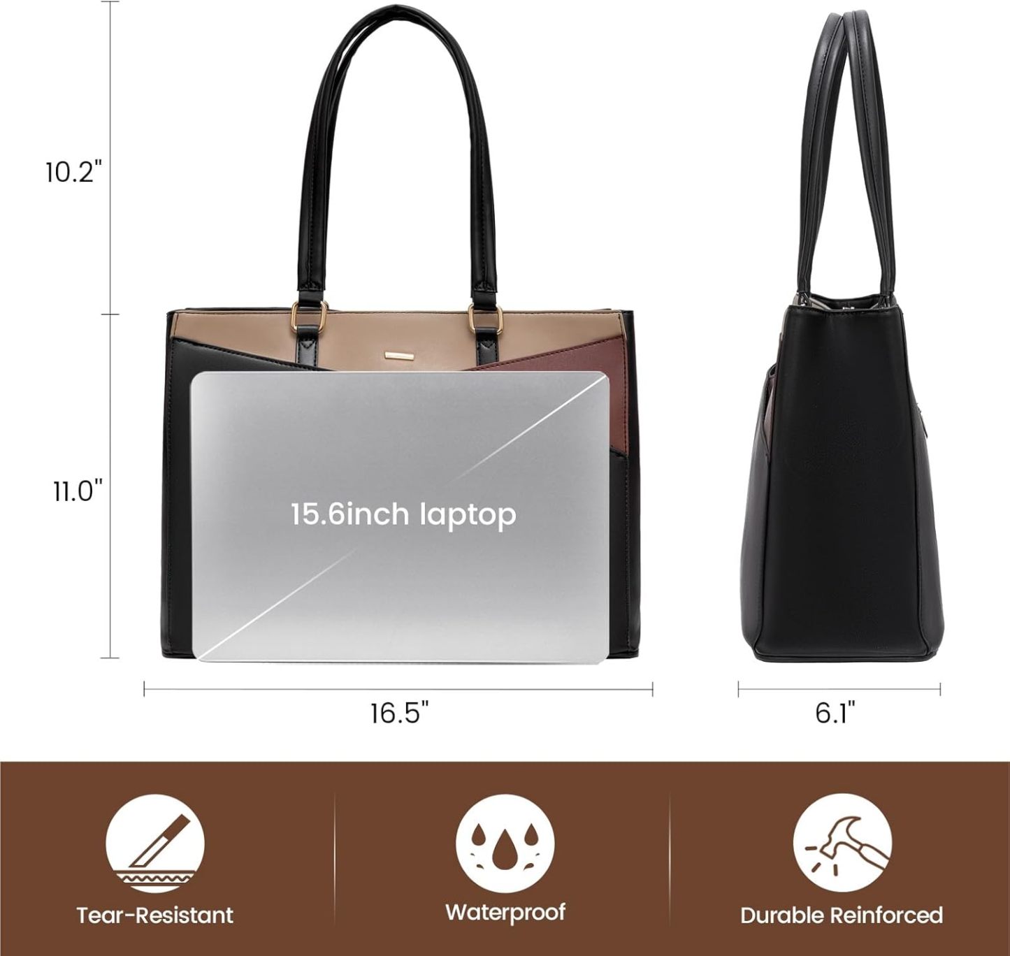 Laptop Tote Bag Waterproof Leather Computer Bags Business