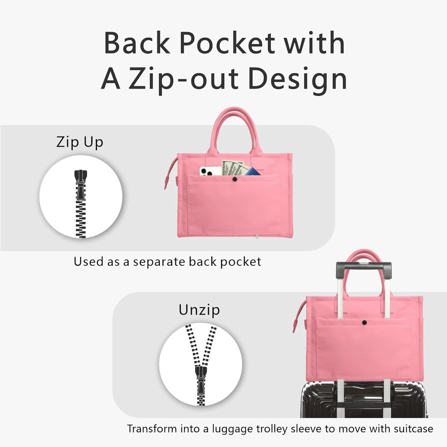 Heavy Duty Canvas Tote Bag for Women Handbag with Pockets
