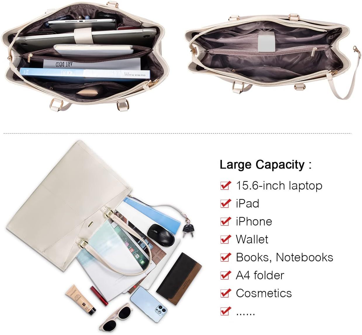 Laptop Tote Bag Waterproof Leather Computer Bags Business