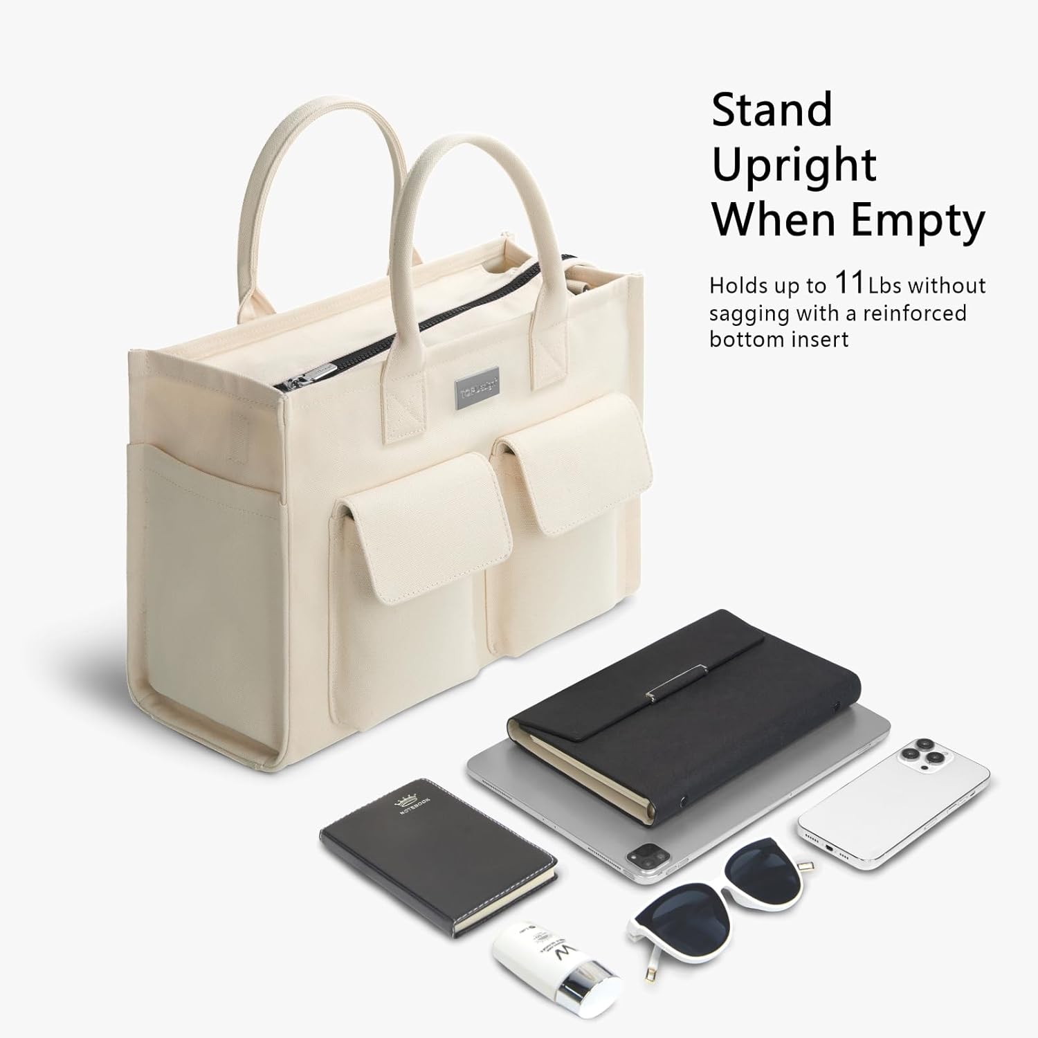 Heavy Duty Canvas Tote Bag for Women Handbag with Pockets