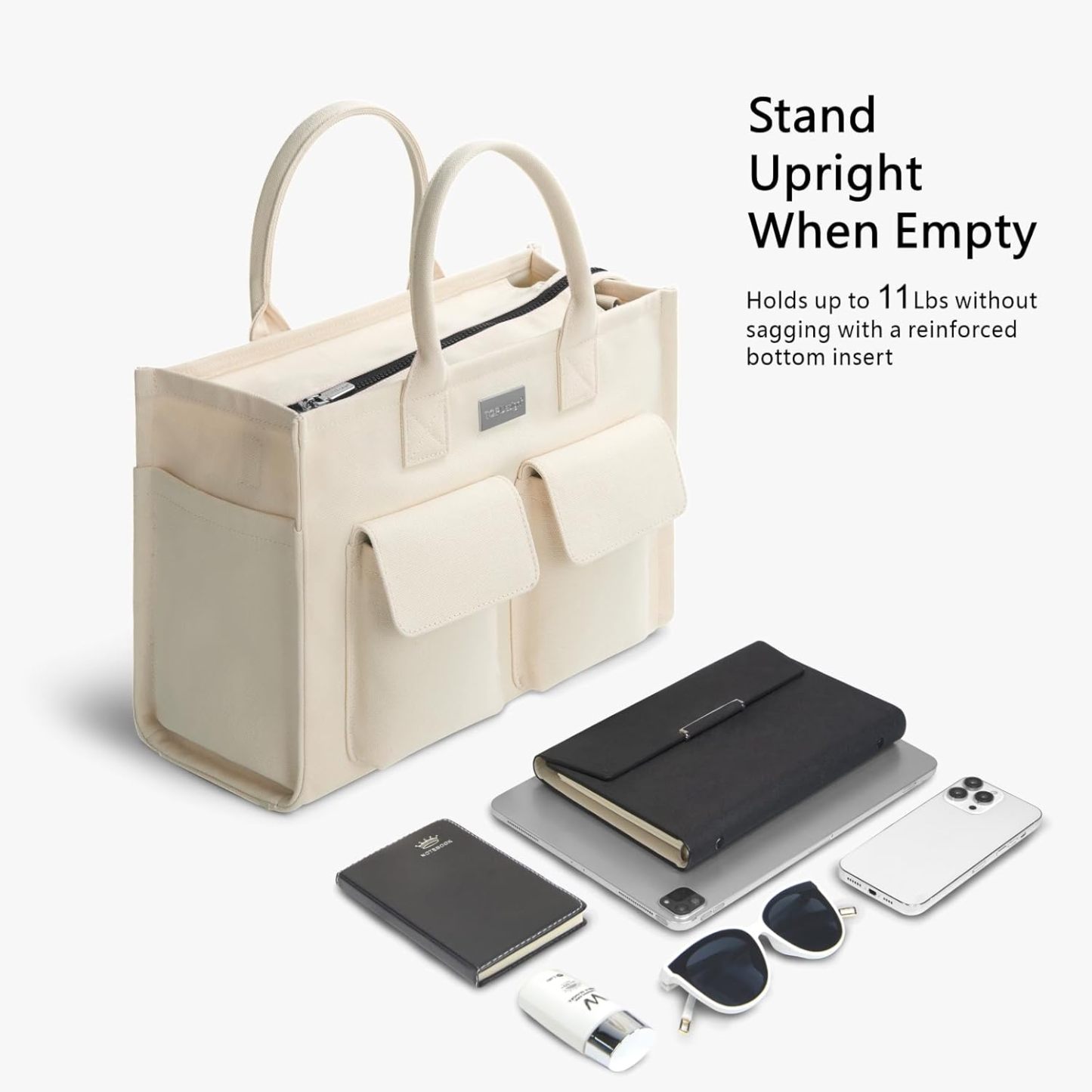 Heavy Duty Canvas Tote Bag for Women Handbag with Pockets