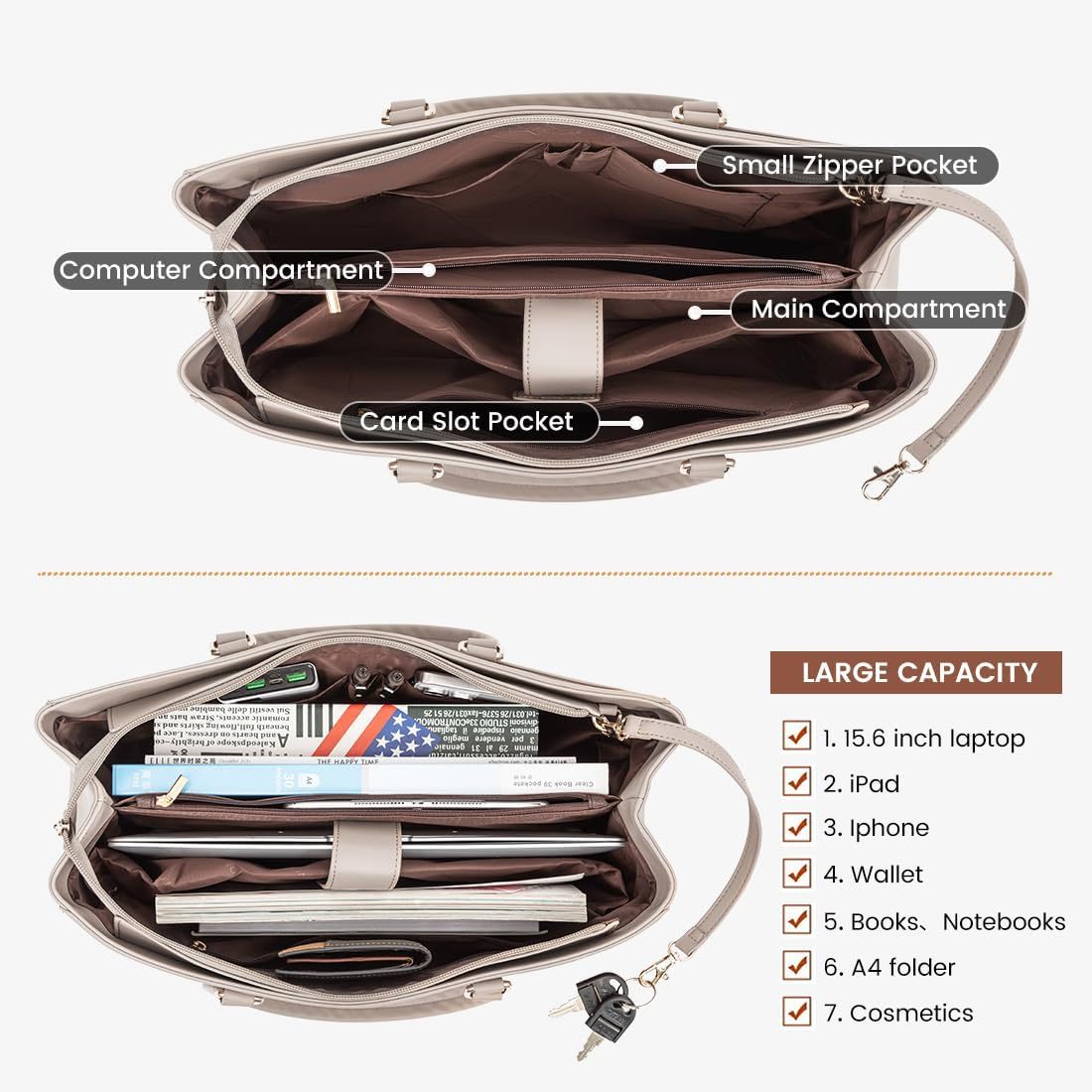 Laptop Tote Bag Waterproof Leather Computer Bags Business
