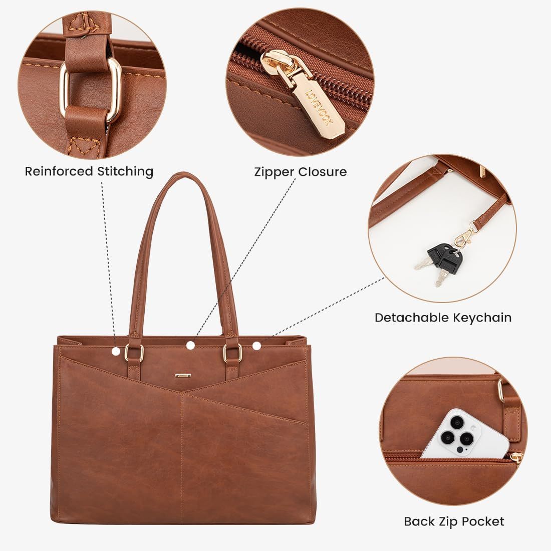 Laptop Tote Bag Waterproof Leather Computer Bags Business